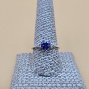 Size 9.5 Sterling Silver Purple Heart Cubic Zirconia Gem Ring A5870